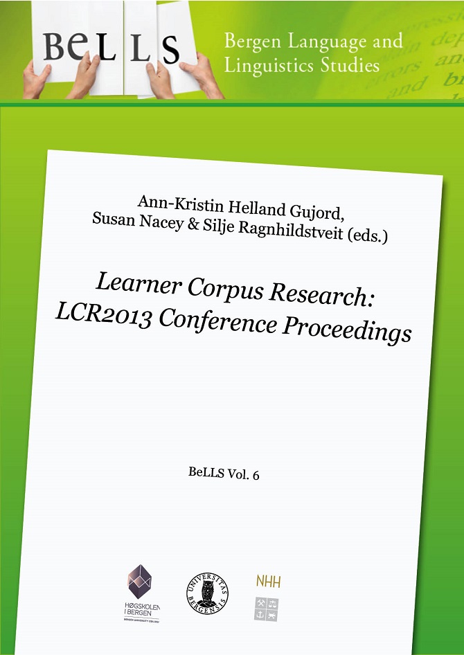 					Visualizza V. 6 (2015): Learner Corpus Research:  LCR2013 Conference Proceedings
				